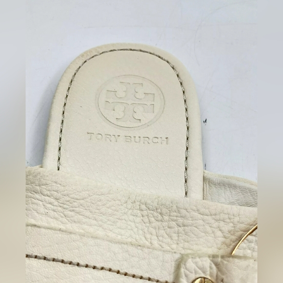 TORY BURCH Amanda ivory PEBBLE LEATHER FLAT THONG SANDALS - SIZE 11M - Picture 6 of 9